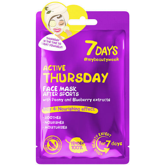 7Days Active Thursday textilná maska na tvár pre všetky typy pleti 28 g