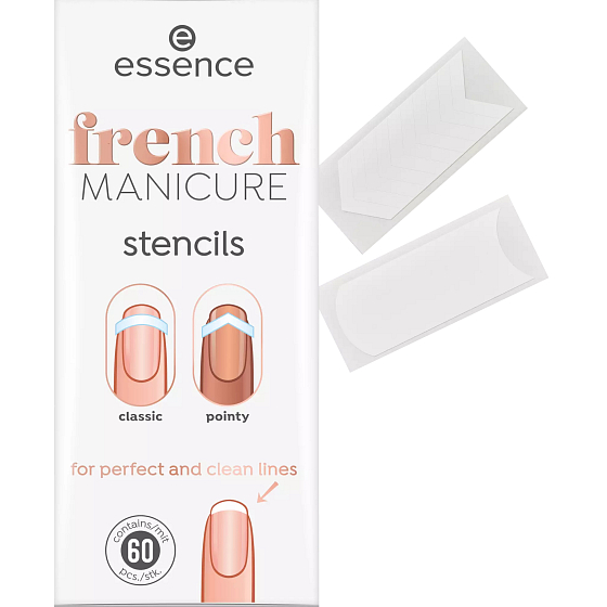 Essence French Manicure šablóny na nechty pre francúzsku manikúru 60 kusov