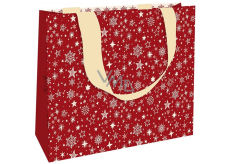Nekupto Papierová darčeková taška s reliéfom 23 x 18 cm Vianočné hviezdy červená