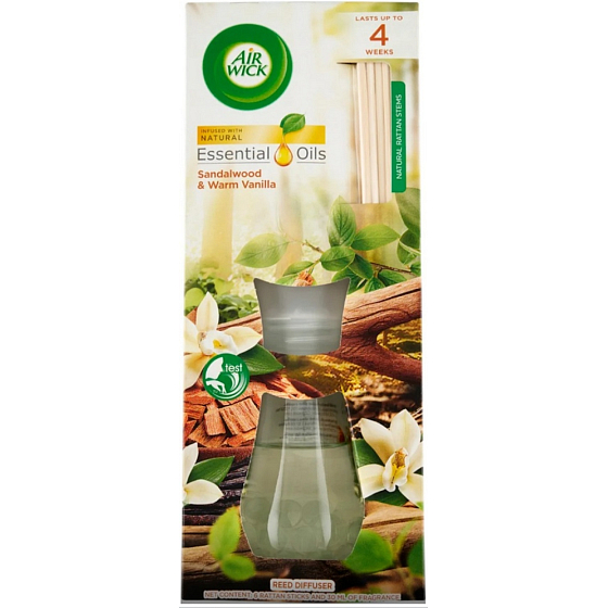 Air Wick Essential Oils vanilka a santalové drevo vonné tyčinky, 30 ml