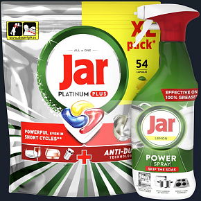 JAR TABLETY DO MYČKY 54 ks PLATINUM PLUS+JAR POWER SPRAY 500 ML CITRÓN 0699