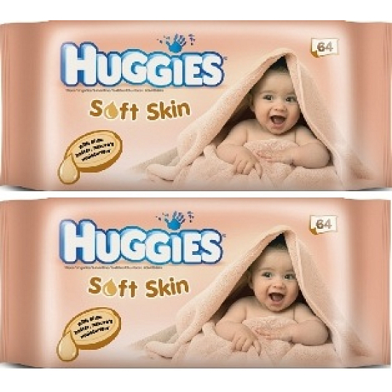Huggies Soft Skin vlhčené obrúsky 64 kusov