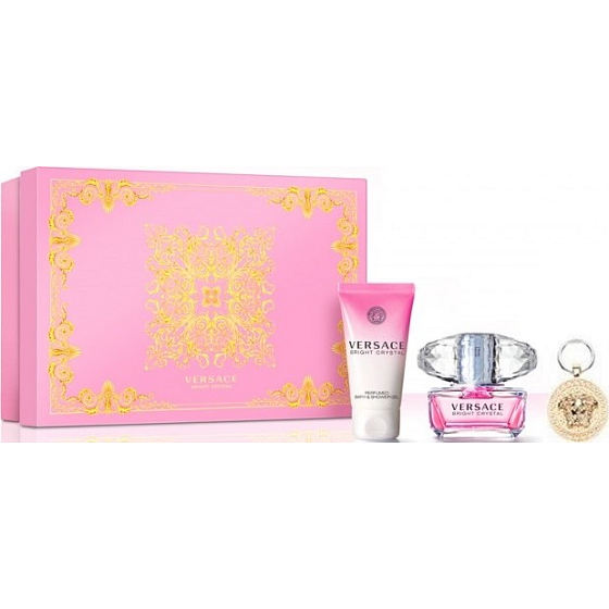 Versace Bright Crystal toaletná voda pre ženy 90 ml + telové mlieko 100 ml + prívesok na kľúč, darčeková sada