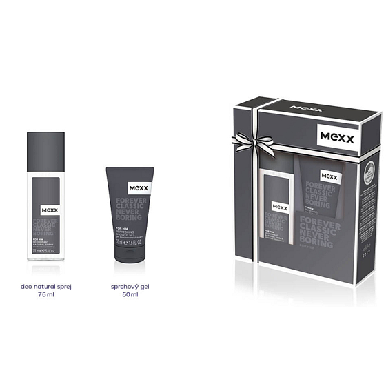 Mexx Forever Classic Never Boring for Him parfumovaný deodorant sklo 75 ml + sprchový gél 50 ml, kozmetická sada
