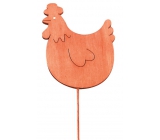 Drevená sliepočka 8 cm oranžová + drôtik