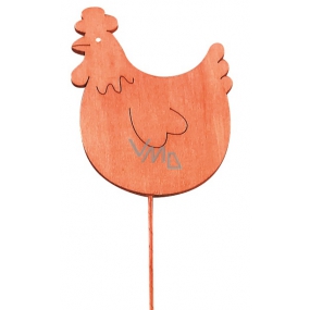 Drevená sliepočka 8 cm oranžová + drôtik
