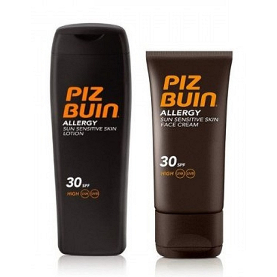 Piz Buin Allergy SPF30 mlieko na opaľovanie predchádza vzniku slnečnej alergie 200 ml + Allergy SPF30 Face Cream krém na opaľovanie predchádza vzniku slnečnej alergie 50 ml