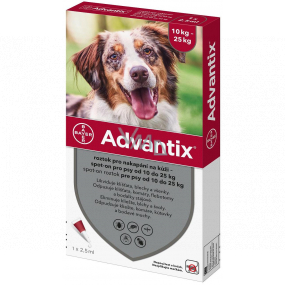 Bayer Advantix Spot On roztok na kvapkanie na kožu pre psov nad pre psov 10-25 kg, 1 x 2,5 ml