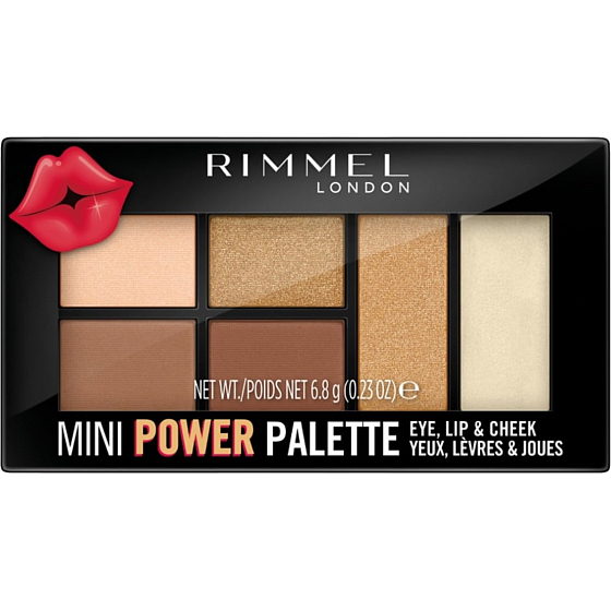 Rimmel London Mini Power Palette paletka očných tieňov, pery a tváre 002 Sassy 6,8 g