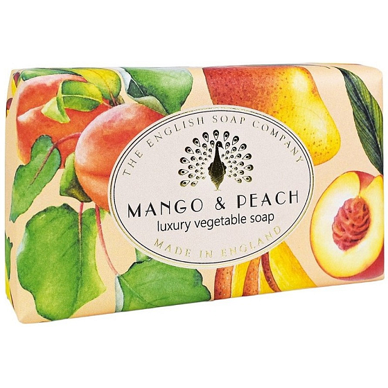 English Soap Mango & Peach prírodné parfumované toaletné mydlo s bambuckým maslom 190 g