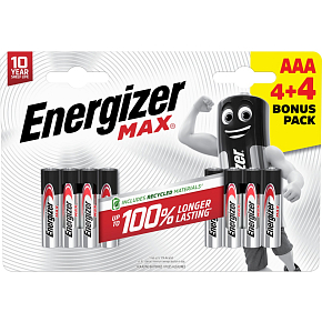 Energizer Max AAA mikrotužková batéria, 4 ks + 4 ks zadarmo