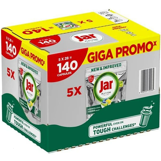 Kapsule do umývačky riadu Jar Platinum All in One Lemon 5 x 28 kusov