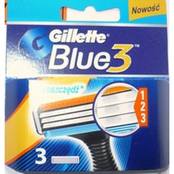 Gillette Blue 3 britov náhradné hlavice pre mužov 3 kusy