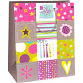 Ditipo Darčeková papierová taška 26,4 x 13,7 x 32,4 cm sviečky, srdiečko, hviezda, darček AB