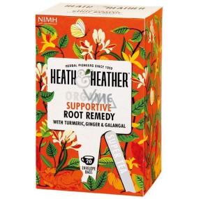 Heat & Heather Bio Kurkuma, zázvor, galangal a ženšen na podporu a povzbudenie organizmu s účinnými koreňmi podporný čaj 20 sáčkov x 1,5 g