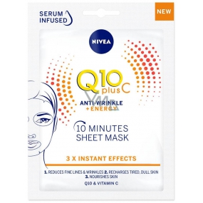 Nivea Q10 Plus C Anti-Wrinkle + Energy 10 minút trvajúca textilné pleťová maska 1 kus