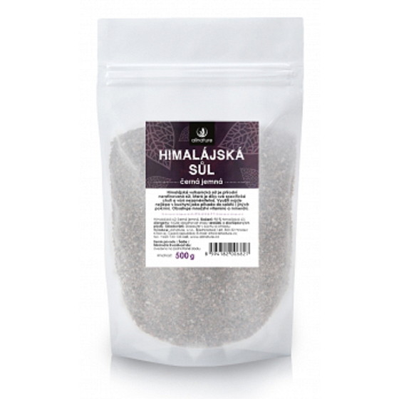 Allnature Himalájska soľ čierna obsahuje vysoký obsah železa a ďalších minerálnych látok 500 g