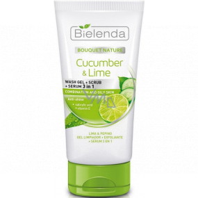 Bielenda Bouquet Nature Cucumber & Lime 3v1 čistiaci gél a sérum s uhorkou a limetkou 150 g