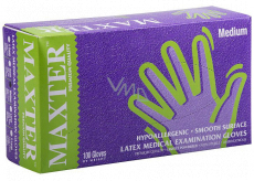 Maxter Rukavice hygienické jednorazové latexové hypoalergénne púdrované, veľkosť M, box 100 kusov