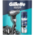 Gillette Mach3 holiaci strojček + 1 náhradná hlavica + čistiaci gél na holenie s dreveným uhlím 200 ml, kozmetická sada pre mužov