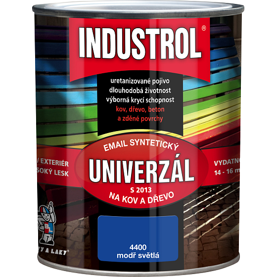 Industrol S2013 univerzál lesk vrchná farba na kov a drevo, 4400 modrá svetlá, 600 ml