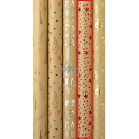 Zowie Darčekový baliaci papier 70 x 150 cm Vianočný Luxusné Luxury s razbou červené hviezdičky