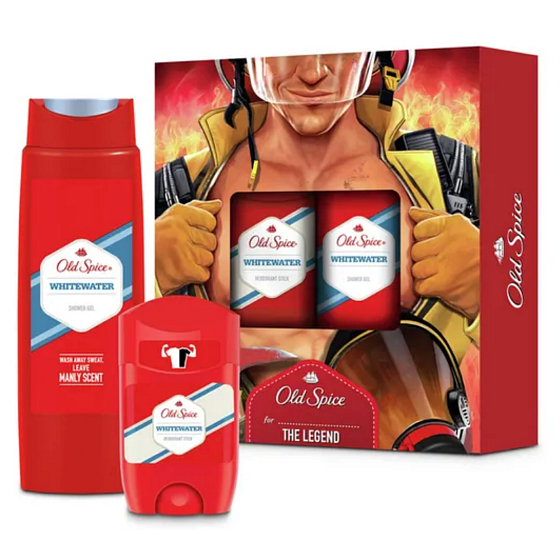 Old Spice White Water antiperspirant dezodorant stick 50 ml + 2v1 sprchový gél na telo a vlasy 250 ml, kozmetická sada pre mužov
