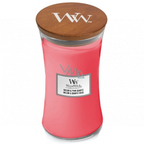 Woodwick Melon & Pink Quartz - Melón a ružový kremeň vonná sviečka s dreveným knôtom a viečkom sklo veľká 609 g