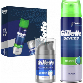 Gillette Series Sensitive gél na holenie 200 ml + balzam po holení 50 ml, kozmetická sada pre mužov