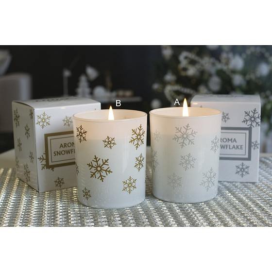 Lima Aroma Snowflake Sviečka s vôňou vanilky a škorice zlatá, doba horenia 50 hodín 175 g