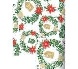 Nekupto Dárkový balicí papír vánoční 70 x 1000 cm Bílý vánoční hvězda, větvičky