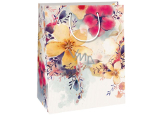 Ditipo Darčeková kraftová taška 22 x 10 x 29 cm Béžové farebné kvety