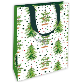Nekupto Darčeková papierová taška s reliéfom 17,5 x 11 x 8 cm Vianočné stromčeky