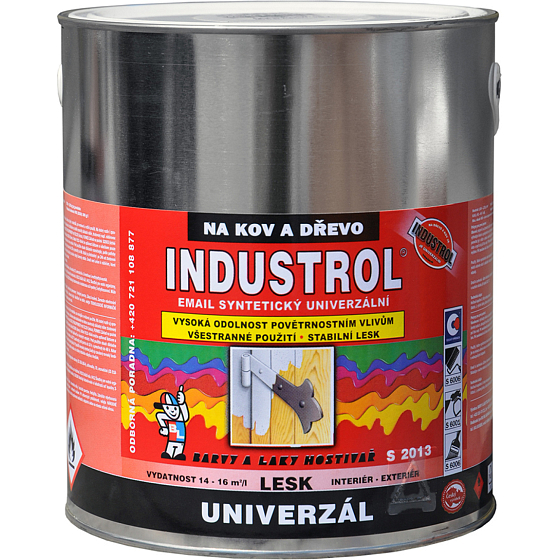 Industrol S2013 univerzál lesk vrchná farba na kov a drevo, 1000 biela, 2,5 l