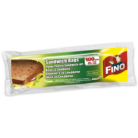 Fino Sandwich Bags desiatové sáčky so štipcom, 7 mikrometrov, 18 x 28 cm, 100 kusov