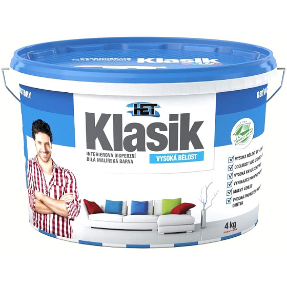 Het Klasik Interiérová disperzná vysoko biela maliarska farba 7 kg + 1 kg