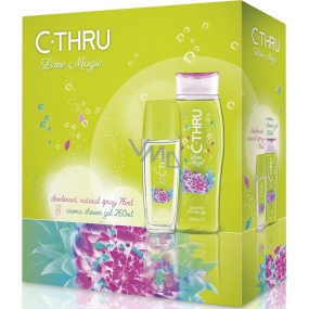 C-Thru Lime Magic parfumovaný dezodorant sklo pre ženy 75 ml + sprchový gél 250 ml, kozmetická sada