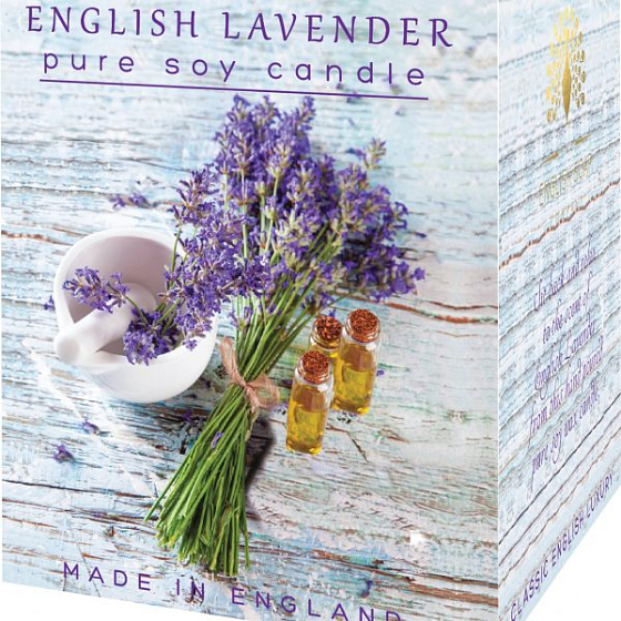 English Soap Anglická Levanduľa sójová vonná sviečka 170 ml, horí až 35 hodín