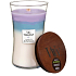 WoodWick Trilogy Calming Retreat - Upokojujúca a relaxačná vonná sviečka s dreveným knôtom a viečkom sklo stredné 275 g