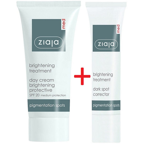 Ziaja Med Whitening Care rozjasňujúci ochranný denný krém proti pigmentovým škvrnám 50 ml + Med Whitening Care korektor proti pigmentovým škvrnám 30 ml, duopack