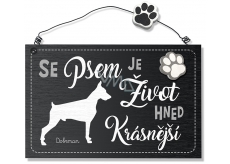 Nekupto Pets drevený nápis Doberman 155 x 98 x 5 mm