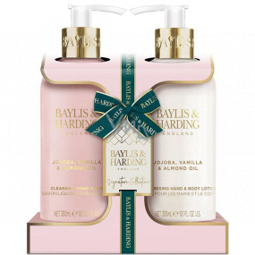 Baylis & Harding Jojoba, Vanilka & Mandľový olej mlieko na telo a ruky 300 ml + umývací gél na ruky 300 ml, kozmetická sada pre ženy