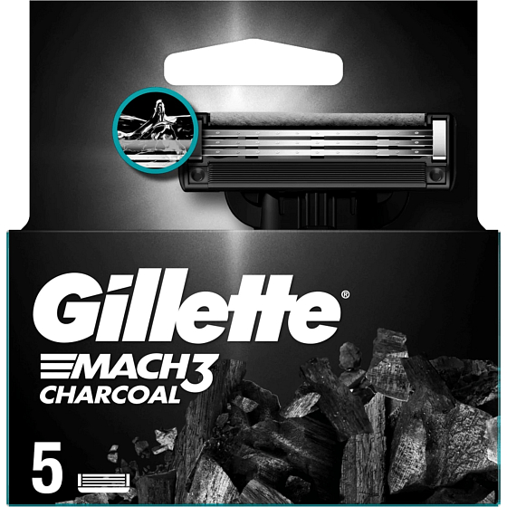 Gillette Mach3 Charcoal náhradné hlavice 5 kusov, pre mužov