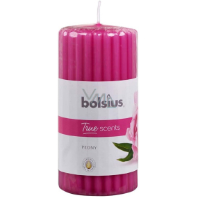 Bolsius Aromatic True Scents Peony - Pivoňková vonná sviečka valcová drážkovaná 60 x 12 mm