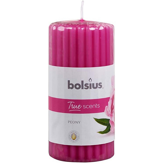 Bolsius Aromatic True Scents Peony - Pivoňková vonná sviečka valcová drážkovaná 60 x 12 mm