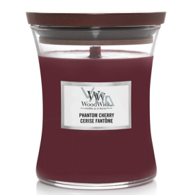 WoodWick Phantom Cherry - Prízračná čerešňa vonná sviečka s dreveným knôtom a viečkom sklo stredné 275 g