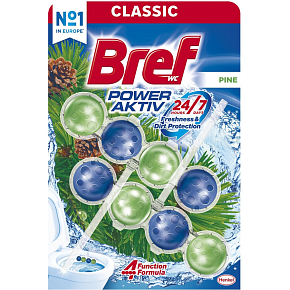 Bref WC blok Power Aktiv Borovica, 2× 50 g