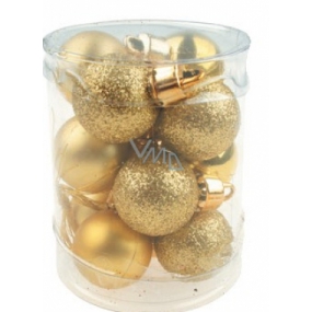 Banky mini zlaté mix povrchov na zavesenie 2,5 cm vo valci 12 kusov
