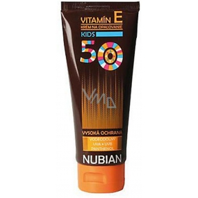 Nubian F50 vitamín E Vodeodolný krém na opaľovanie pre deti 100 g tuba