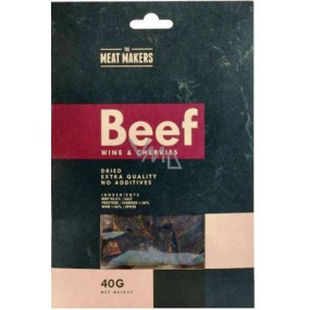 Meat Makers Beef Jerky Wine & Čerešne dochutené tenké plátky hovädzieho stehna konzervované sušením 40 g